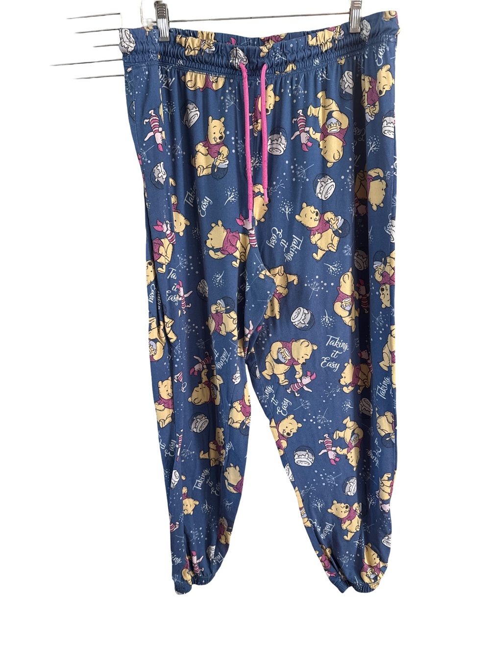 Disney Navy Blue Winnie the Pooh Pajama Bottoms with Pink Drawstring